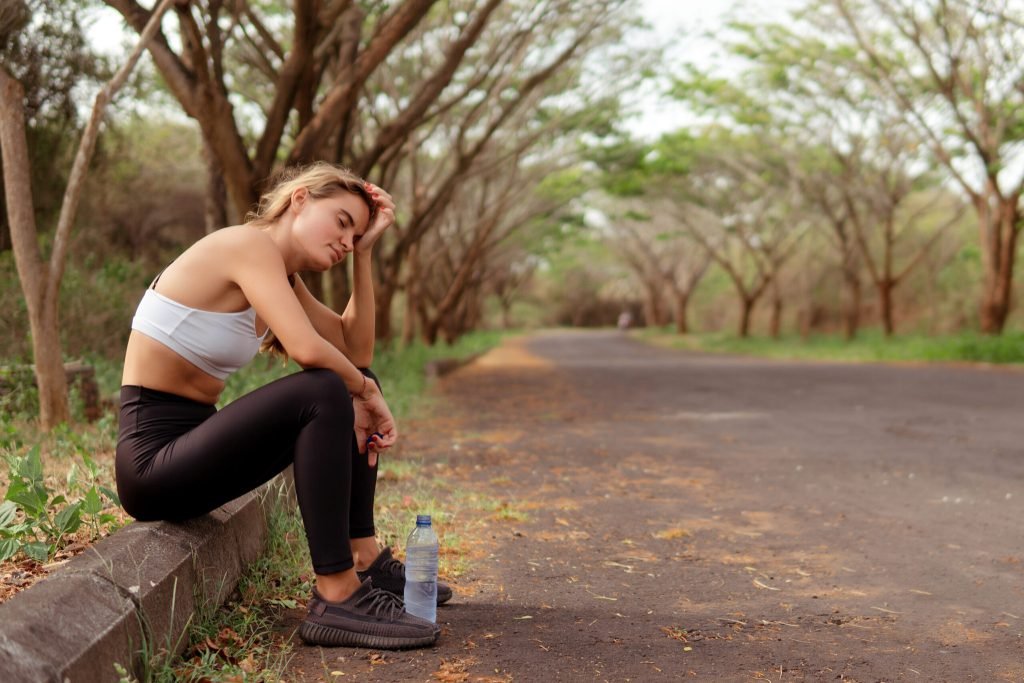 Woman tired after running bali