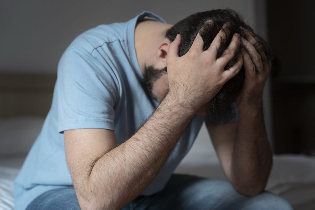 Medium shot man worrying home