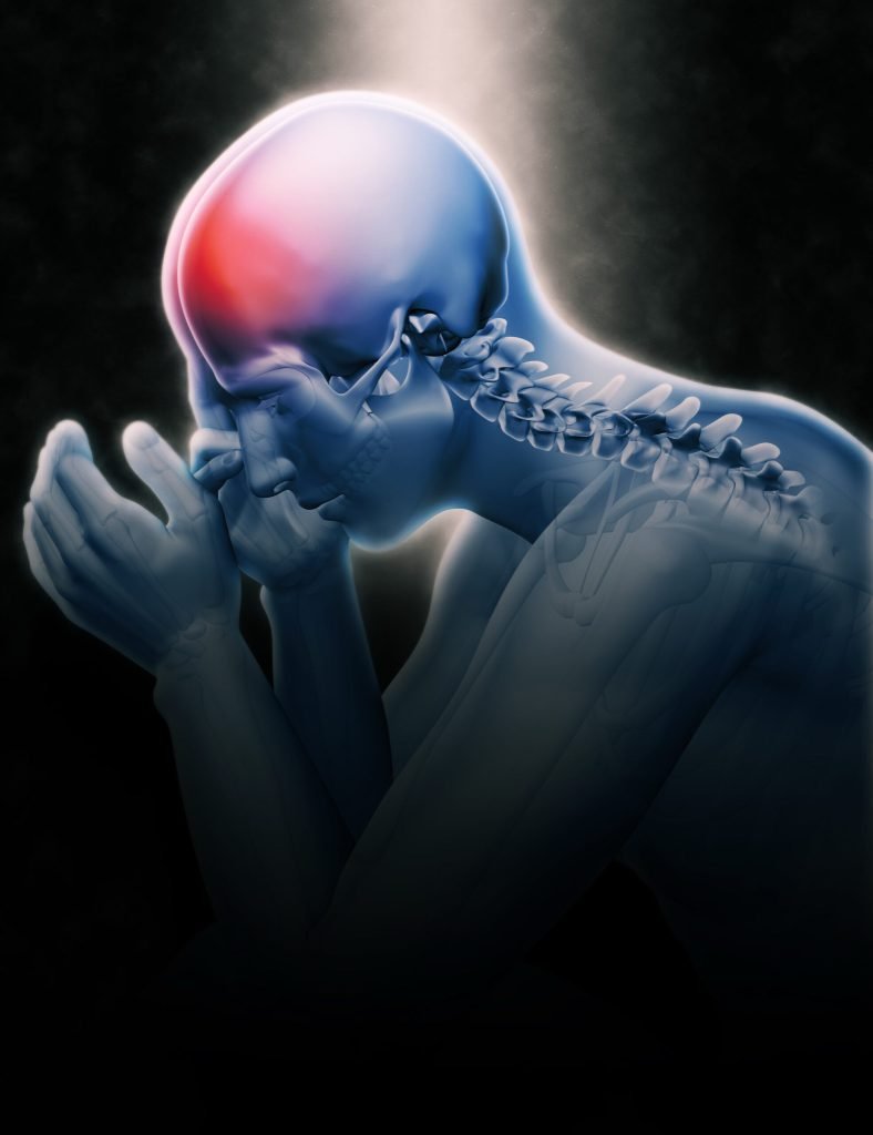 3d male figure holding head