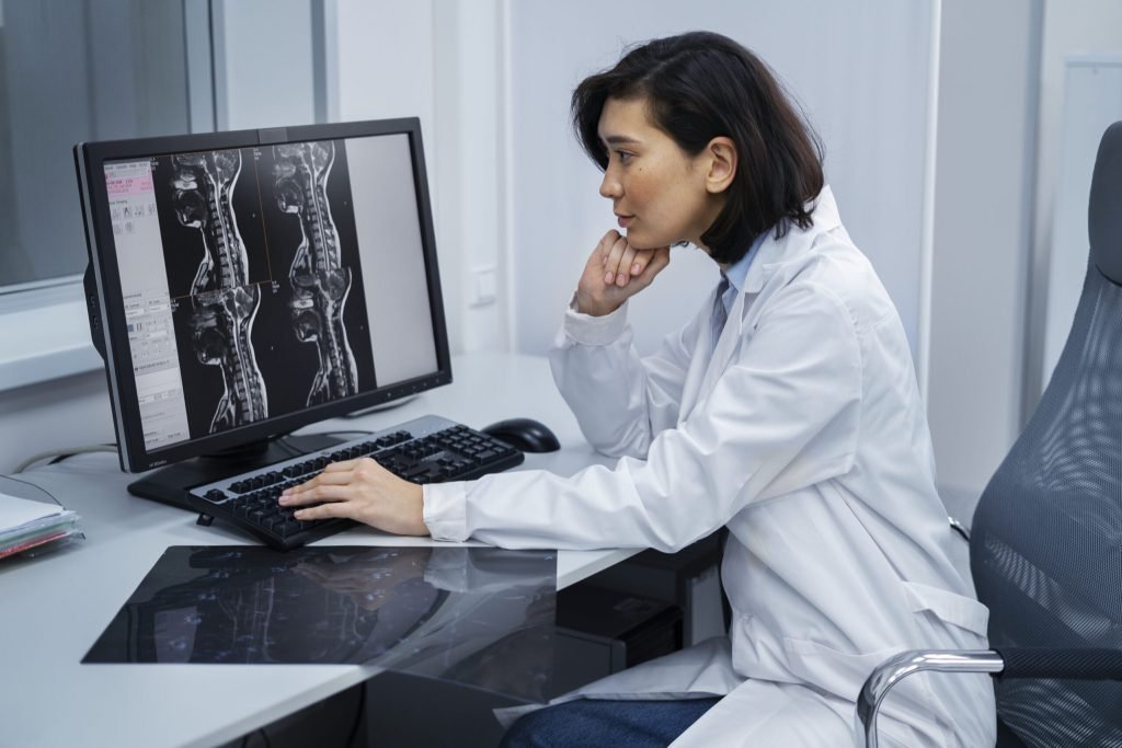 Doctor looking ct scan