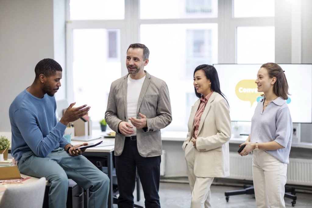 Medium shot people learning languages work