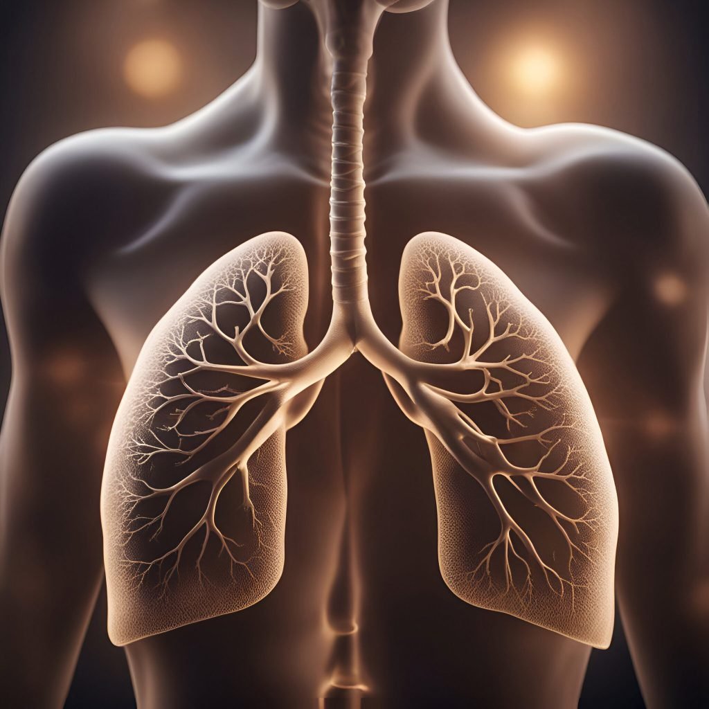 Human lungs anatomy 3d illustration vintage style toned