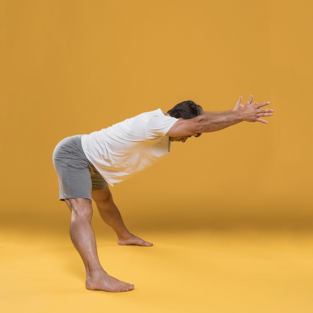 Stretching man yoga pose