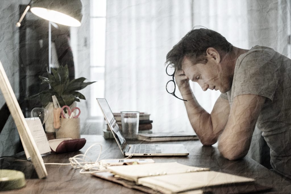 Man depressing from economic impact coronavirus pandemic