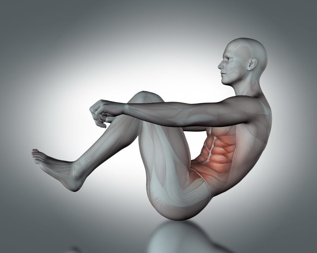Man leaning ass doing crunches