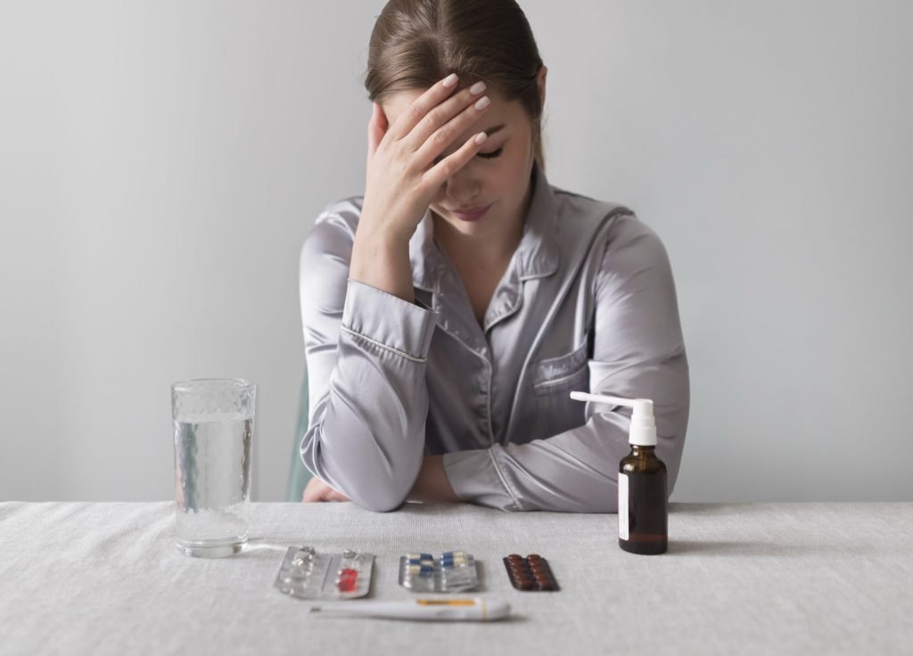 Medium shot woman being sick