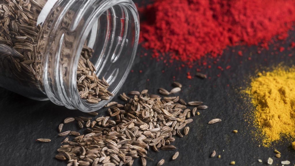High angle jar with spices