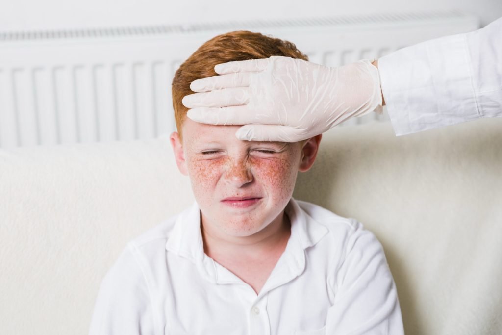 Close up kid with fever