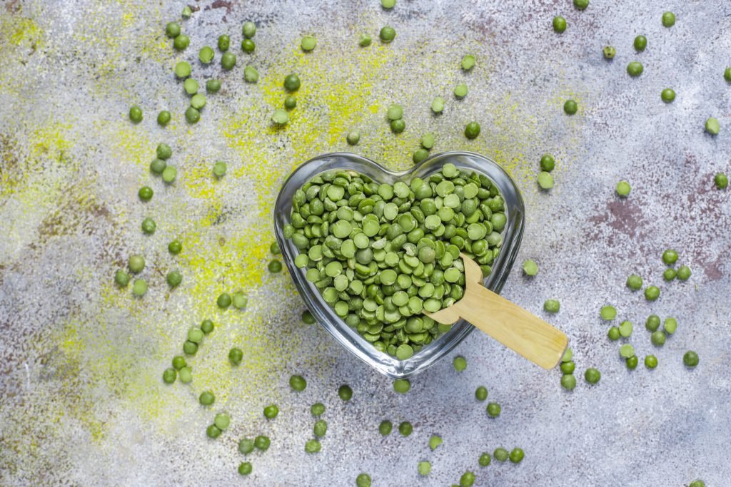 Green split peas top view
