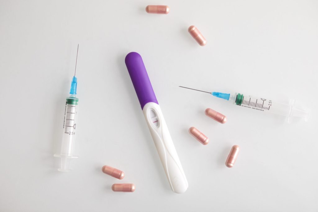 Top view infertility concept with medication