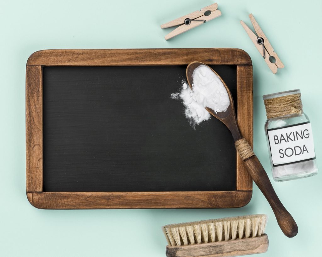 Eco cleaning baking soda product copy space
