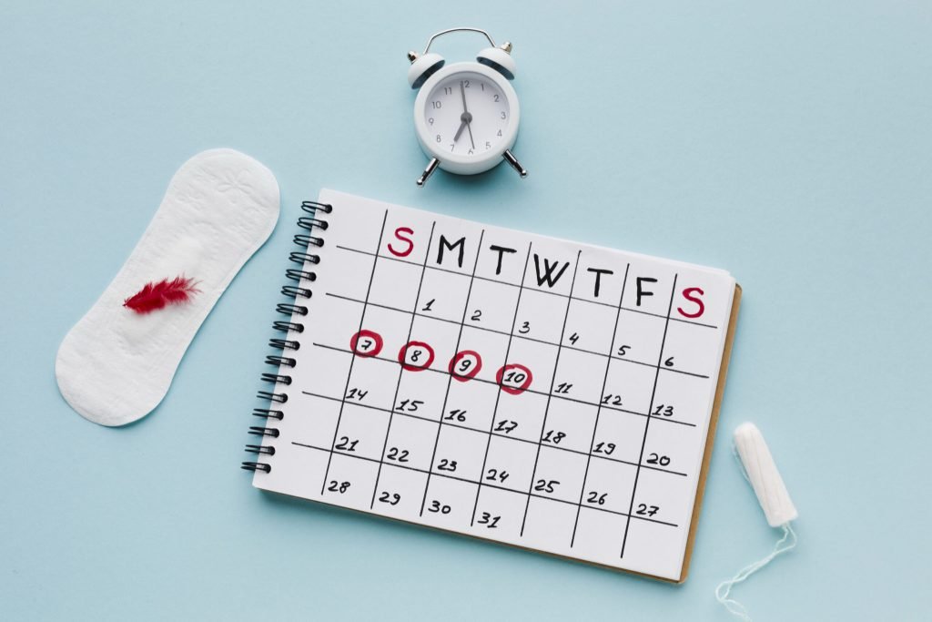 Period calendar with feminine products